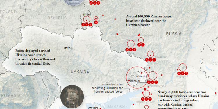 The New York Times опублікувала карту розташування російських військ біля кордонів України