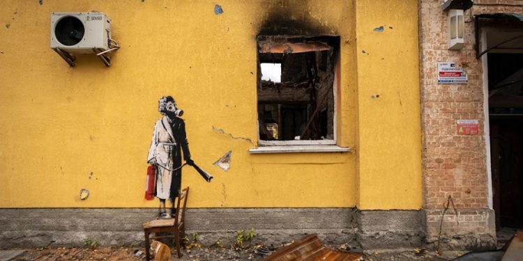 Графіті Бенксі, яке намагалися вкрасти в Гостомелі, оцінили в 9 млн грн