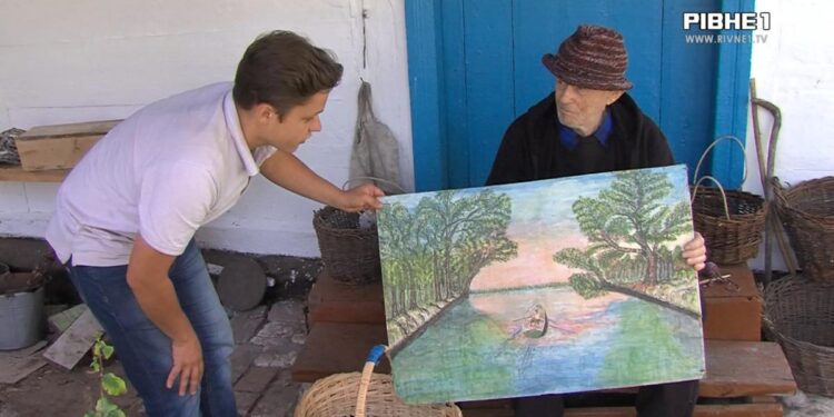 Дід із Рівненщини пише вірші про самогон, плете кошики, в’яже і малює картини