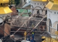 Понад добу тривають роботи: у Києво-Печерській лаврі ліквідовують наслідки влучання російської ракети-дрона