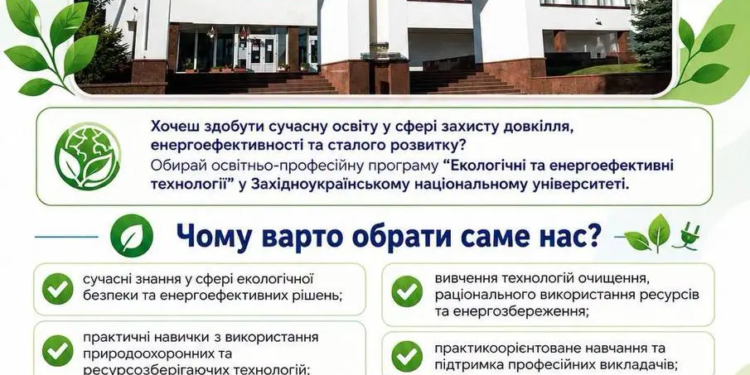 Професія майбутнього в ЗУНУ: у Тернополі вперше готуватимуть інженерів з екологічних та енергоефективних технологій
