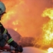 Пожежа на складах у Києві після атаки ворожих дронів