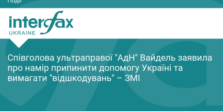 Лідерка AfD Вайдель погрожує припинити допомогу Україні