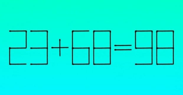 Сірникова головоломка 23 + 68 = 98